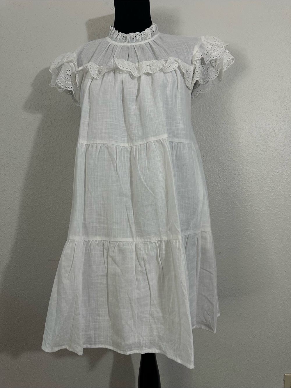 English Factory White Eyelet Ruffle Tiered Dress